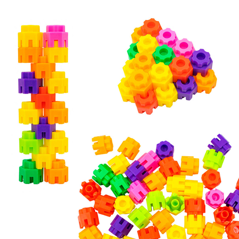 Brinquedo De Montar Interativo Plastico Blocos Infantil Coloridos Hexagonais Encaixar