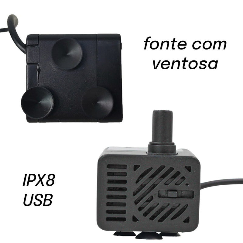 Fonte Bebedouro Gatos Cães Automatico Com Filtro USB Bivolt 2,5 Litro