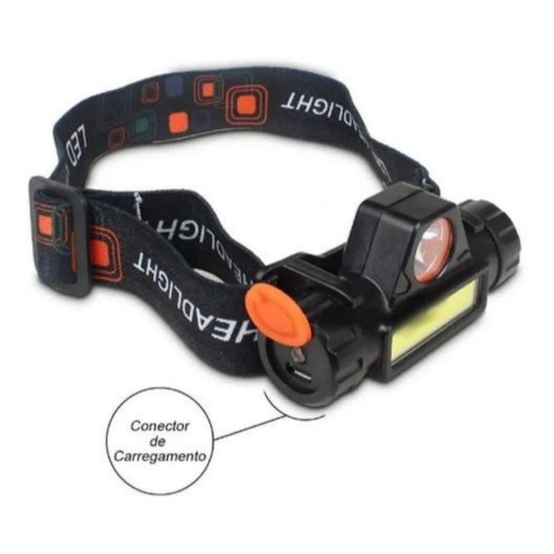 Lanterna De Cabeça 1 Led Com Sinalizador High Power HeadLamp