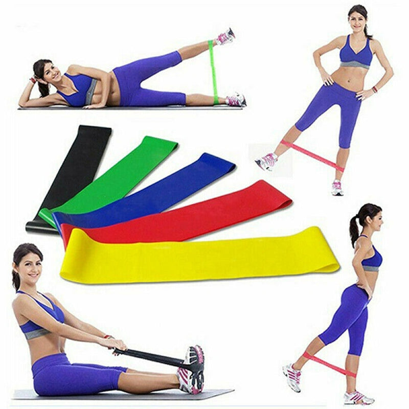 Kit Faixa Elastica Band Extensor 5 Niveis Resistance Belt - - Fitness